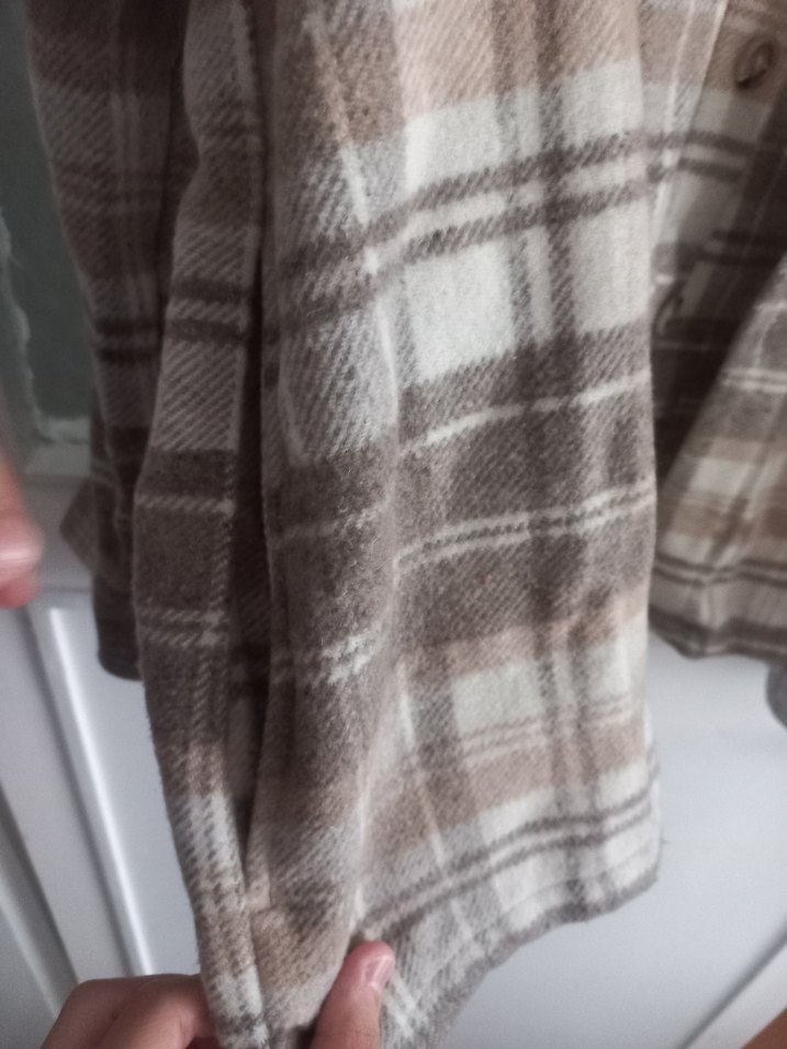 Düğmeli Bej Ekose erkek Gömlek - Görsel 5