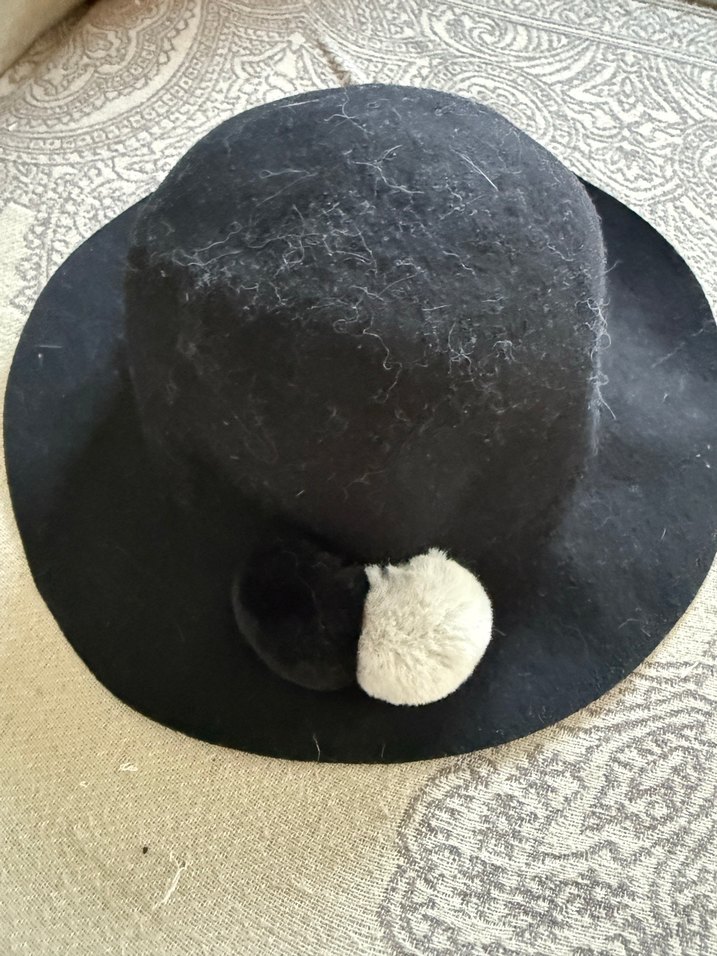 Kürk Detaylı Siyah Yün Kadın Şapka - Görsel 2