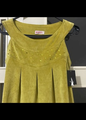 Zara Yeşil Süet Piliseli Uzun Elbise