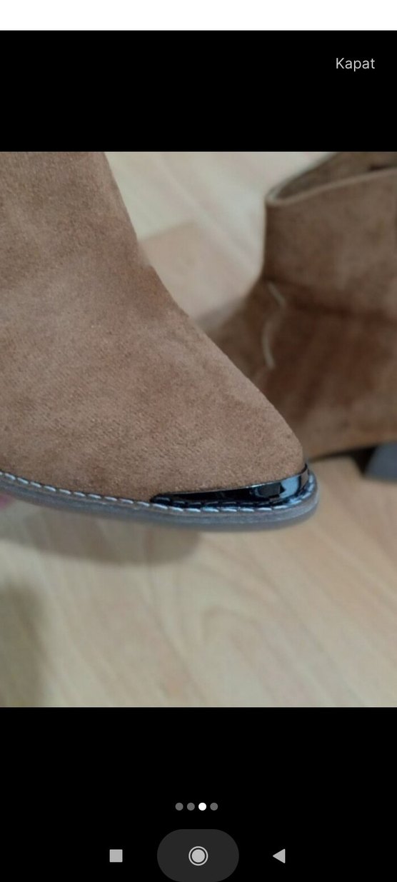 Kahverengi Süet Kadın Bot, Kalın Topuklu - Görsel 3