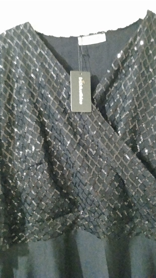 Siyah Uzun V Yaka Gotik Kadın Abiye Elbise - Görsel 2