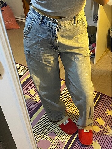 Açık mavi Bol jean