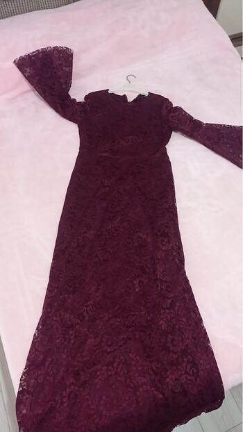 Bordo uzun Abiye