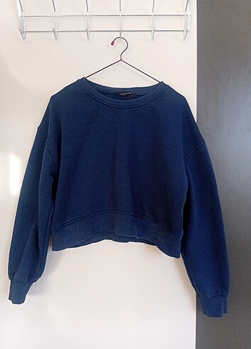 Koyu Lacivert Crop Sweatshirt