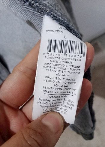 l Beden gri Renk beymen clup orjinal kot ceket az giyildi.