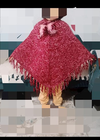 Kız Çocuk Kapüşonlu Örgü Pelerin - Görsel 2