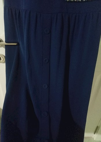 Klasik Şıklıkta Uzun Lacivert Elbise - Görsel 8