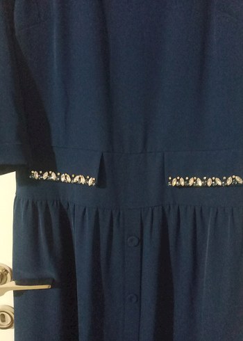 Klasik Şıklıkta Uzun Lacivert Elbise - Görsel 6