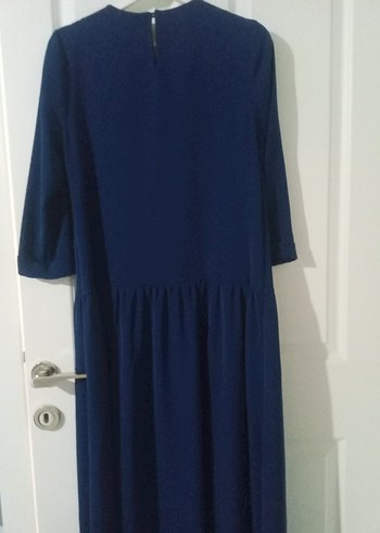 Klasik Şıklıkta Uzun Lacivert Elbise - Görsel 10