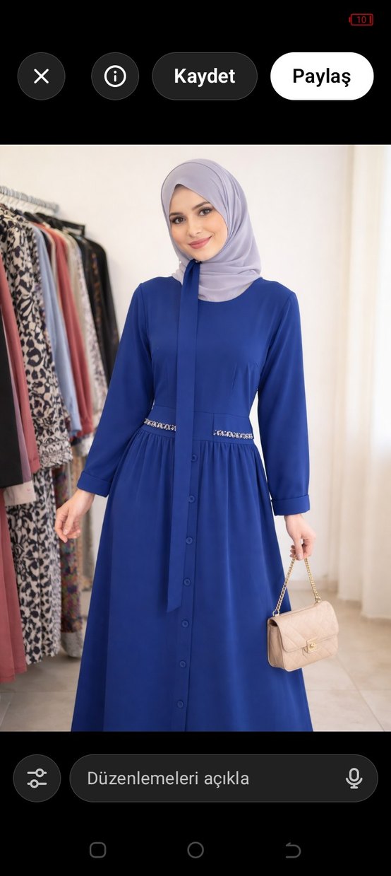 Klasik Şıklıkta Uzun Lacivert Elbise - Görsel 4