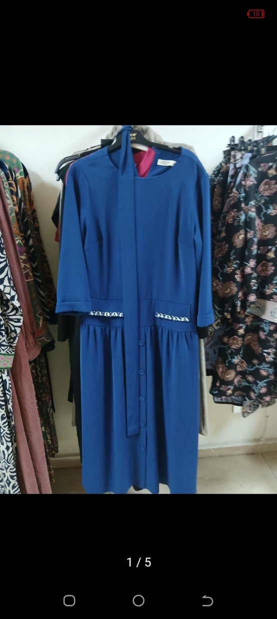 Klasik Şıklıkta Uzun Lacivert Elbise - Görsel 3