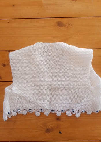 Kız Çocuk Beyaz Nakışlı Örgü Bolero - Görsel 3