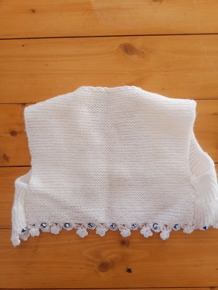 Kız Çocuk Beyaz Nakışlı Örgü Bolero - Görsel 3