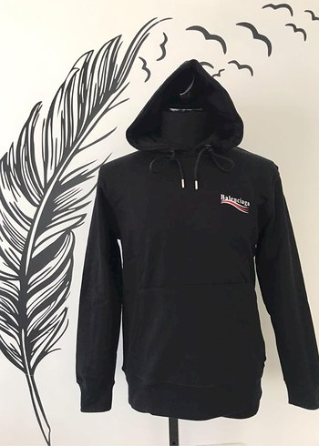 Balenciaga Siyah Kapusonlu Rahat Sweatshirt