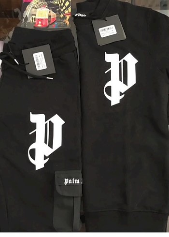 Diğer Palm Angels Siyah Gomlek Yaka Sweatshirt Esofman Alti Takimi