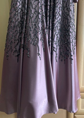 Saten üzerine full taşlı abiye elbise - Görsel 2