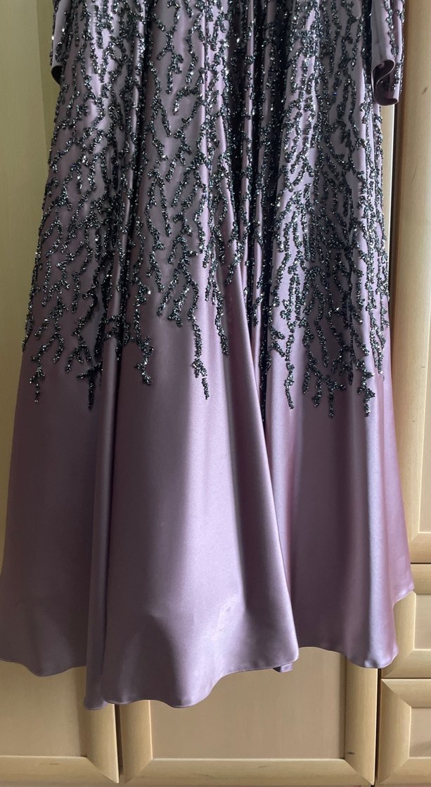 Saten üzerine full taşlı abiye elbise - Görsel 2