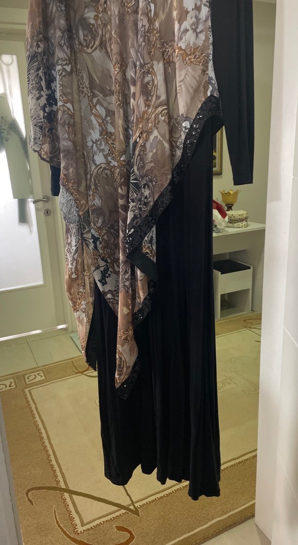 Kahverengi Desenli Uzun Kollu Kadın Elbise - Görsel 3