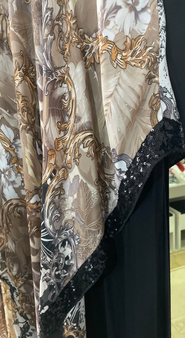 Kahverengi Desenli Uzun Kollu Kadın Elbise - Görsel 2