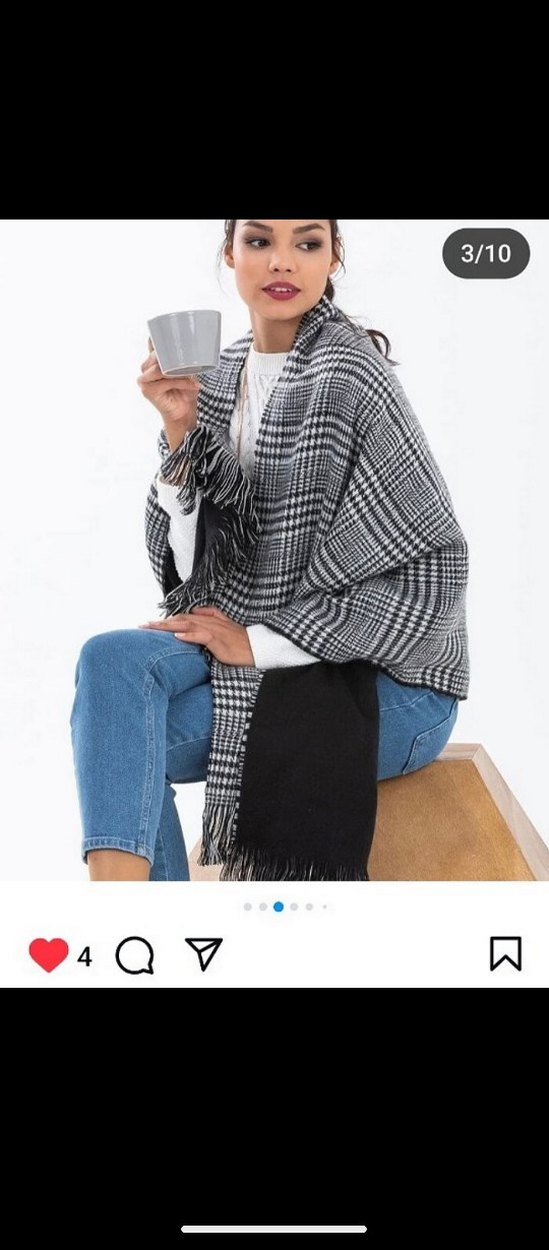 Gri siyah. çift taraflı kullanabilir Dökümlü Kadın Şal - Görsel 3