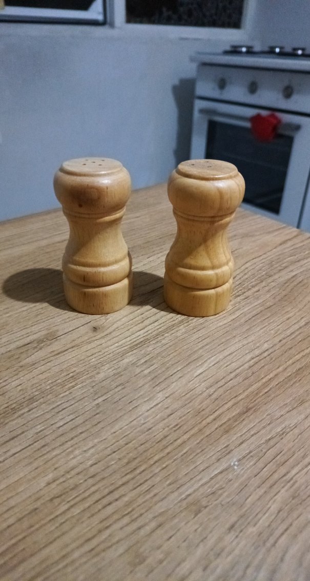 Bej Parlak Ahşap Tuz ve Karabiberlik - Görsel 2