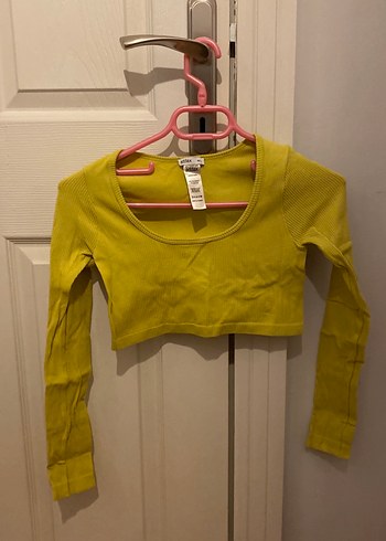 Sarı Uzun Kollu Crop Top