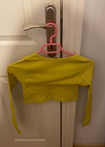 m Beden Sarı Uzun Kollu Crop Top