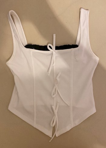 Beyaz Pamuklu Strappy Bustier