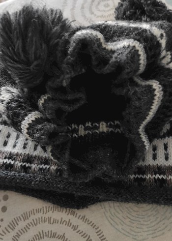 Gri Örgü Kadın Bere ve boyunluk ikisi bir arada - Görsel 4