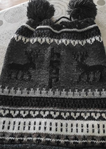 Gri Örgü Kadın Bere ve boyunluk ikisi bir arada - Görsel 3