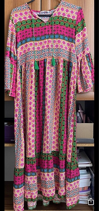 Mango etnik desenli elbise