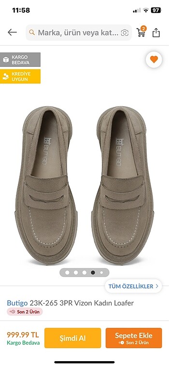 38 Beden Vizon kadın loafer