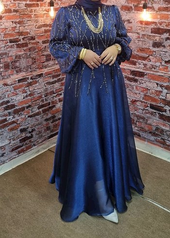 Lacivert Tesettür Abiye - Görsel 2