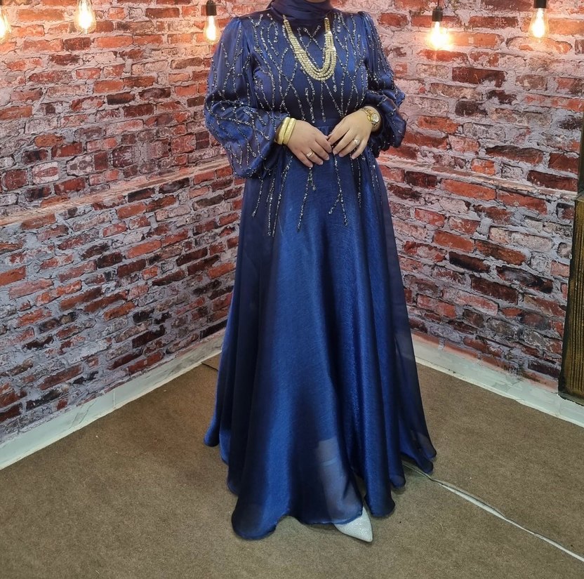 Lacivert Tesettür Abiye - Görsel 2