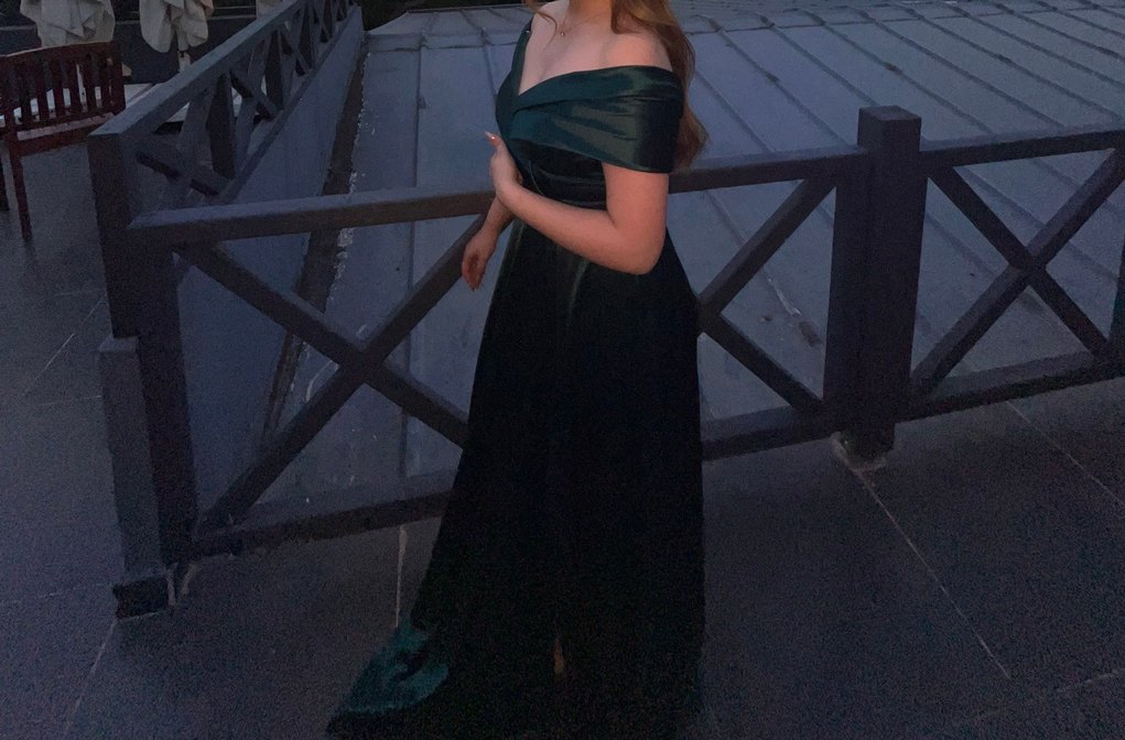 Yeşil saten abiye - Görsel 2