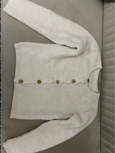 universal Beden kadın krem bisiklet yaka gold düğmeli teddy peluş yumuşak triko