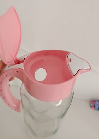 Beden Pastel Pembe Kulplu Cam Sürahi