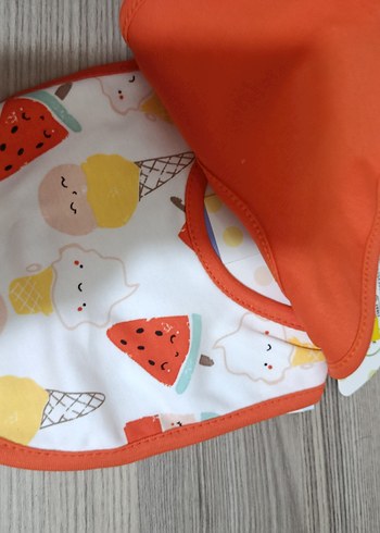 Turuncu Baskılı Bebek Önlüğü - Görsel 4