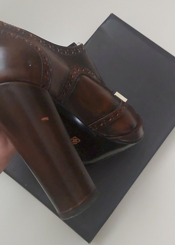 38 Beden kahverengi Renk Kahverengi Tokalı Vintage Topuklu Kadın Ayakkabı