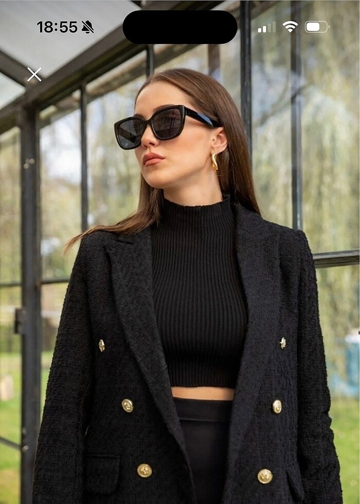 Siyah tüvit bleazer - Görsel 2