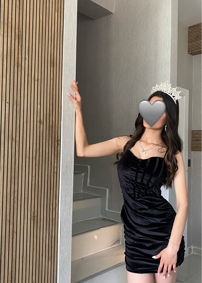 Siyah kadife elbise - Görsel 3