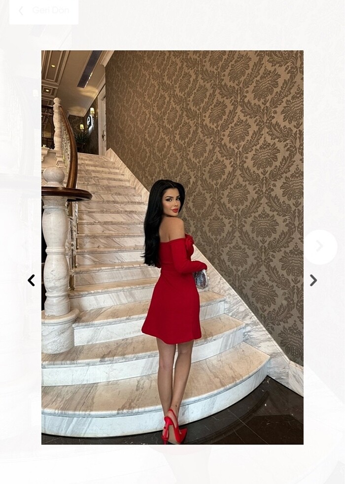 Güllü kırmızı elbise - Görsel 3