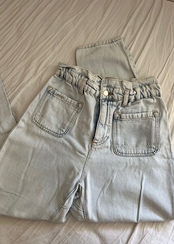 Zara Yuksek Bel Acik Mavi Denim Jean