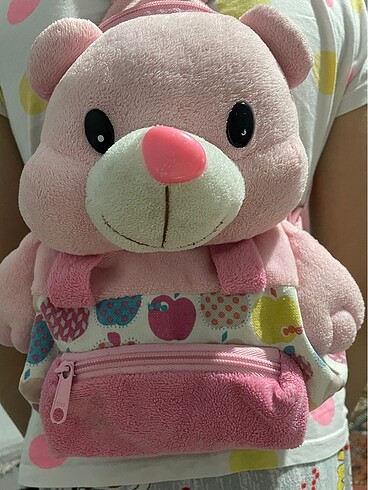 Peluş pembe sırt çantası