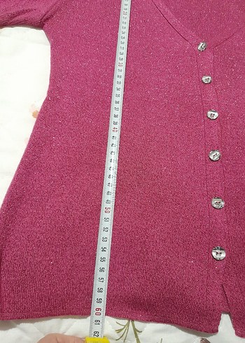 Düğmeli Pembe V Yaka Uzun Kollu Hırka - Görsel 3