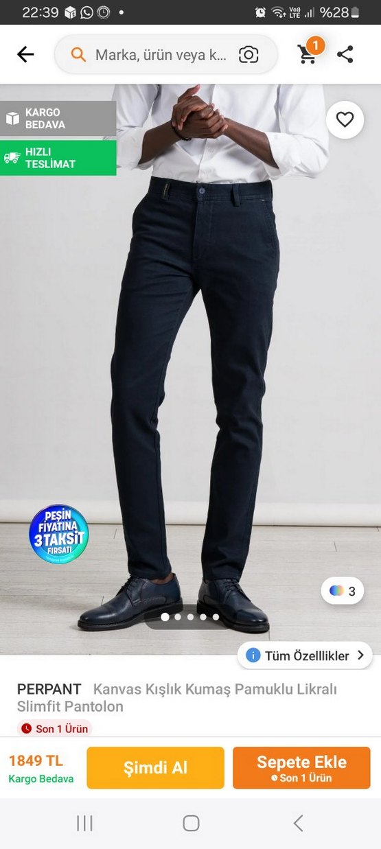 Siyah Erkek Regular Fit Denim Pantolon - Görsel 4