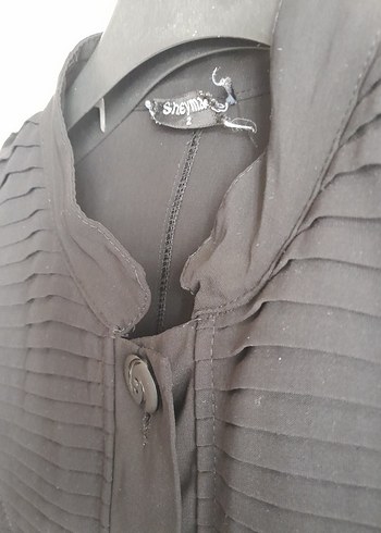 Kadın Siyah Uzun Keten Goth Düğmeli Kaban - Görsel 5