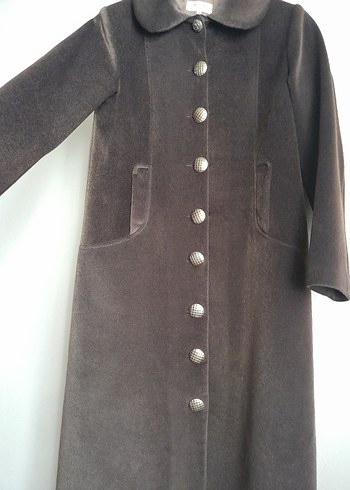 Düğmeli Uzun Kadın Kaban-Manto - Görsel 4