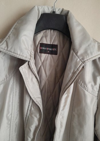 Gri Midi Boy Düğmeli Kadın Kapitone Kaban - Görsel 6