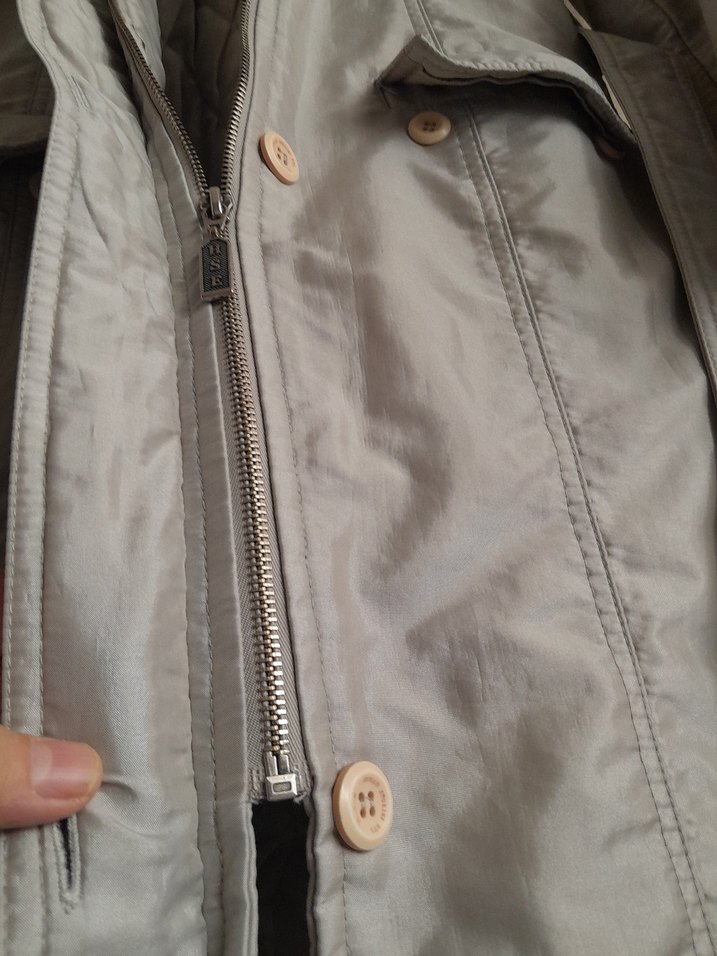 Gri Midi Boy Düğmeli Kadın Kapitone Kaban - Görsel 4